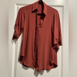 Women’s Express Button Up Rust Colored Blouse